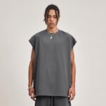 Loose  fitting Pure cotton Round neck Sleeveless Sports Vest