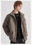 Men's Winter White Duck Down Mid - long Loose Casual Standing - collar Jacket Coat