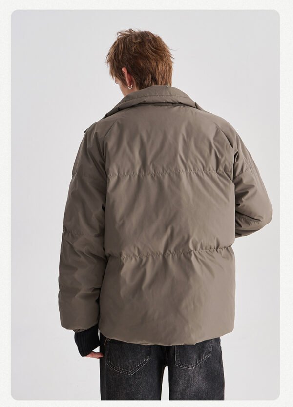 Men's Winter White Duck Down Mid - long Loose Casual Standing - collar Jacket Coat