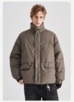 Men's Winter White Duck Down Mid - long Loose Casual Standing - collar Jacket Coat
