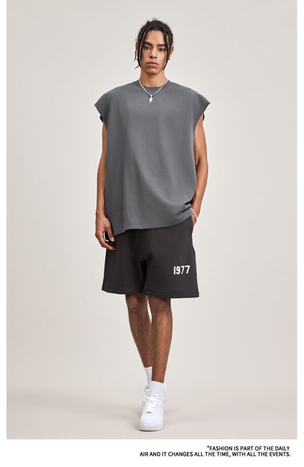 Loose  fitting Pure cotton Round neck Sleeveless Sports Vest