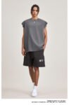 Loose  fitting Pure cotton Round neck Sleeveless Sports Vest