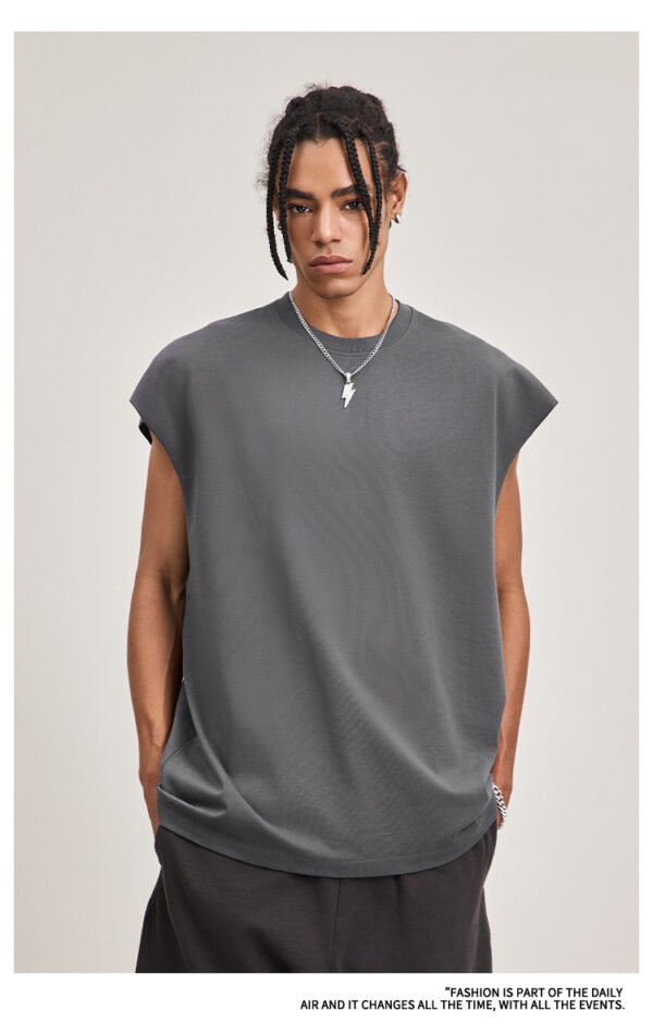 Loose  fitting Pure cotton Round neck Sleeveless Sports Vest