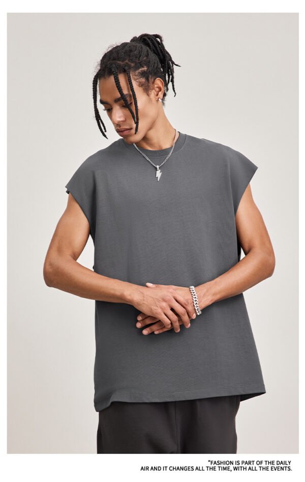 Loose  fitting Pure cotton Round neck Sleeveless Sports Vest