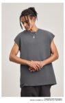 Loose  fitting Pure cotton Round neck Sleeveless Sports Vest