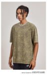 Men's Short sleeved T shirts American style High street Retro 250G Washed and Distressed